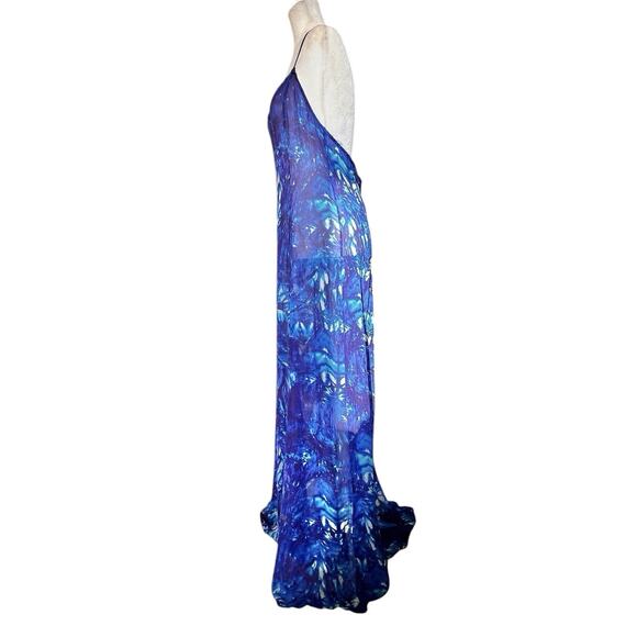 LoveShackFancy Maxi Fairy Slip Dress O/S Blue Backless Tie Dye Sheer Ethereal - Picture 13 of 16